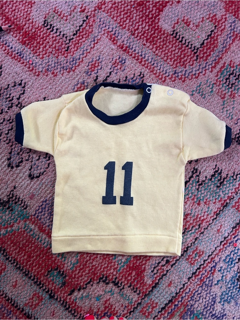 Vintage Yellow Tee with Navy Trim & Number 11